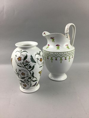 Lot 437 - A CERAMIC LIDDED BREAD BIN, ADDERLEYS EWER AND OTHER CERAMICS