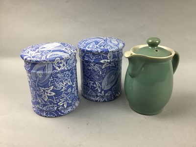 Lot 437 - A CERAMIC LIDDED BREAD BIN, ADDERLEYS EWER AND OTHER CERAMICS
