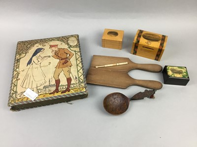 Lot 356 - A LOT OF THREE MAUCHLINE BOXES AND OTHERS ITEMS