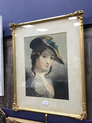 Lot 357 - A FRAMED WATERCOLOUR PORTRAIT IN THE MANNER OF JOHN ABSOLON