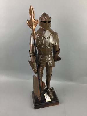 Lot 451 - A COPPER FIGURE OF A KNIGHT