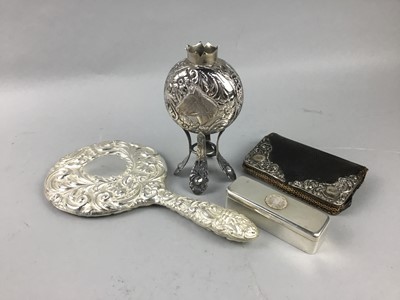 Lot 368 - A SILVER BACKED HAND MIRROR AND OTHERS