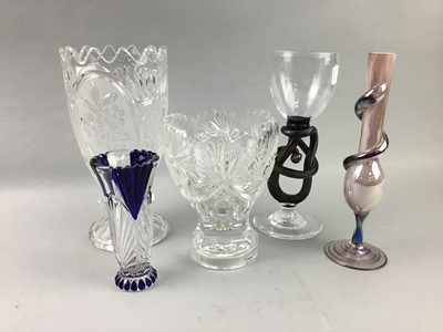 Lot 370 - A LOT OF CUT AND OTHER GLASS VASES, CERAMICS AND PEWTER MUGS