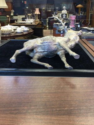 Lot 460 - A FINE PAIR OF CAST SILVER FIGURES OF ROYAL STAGS