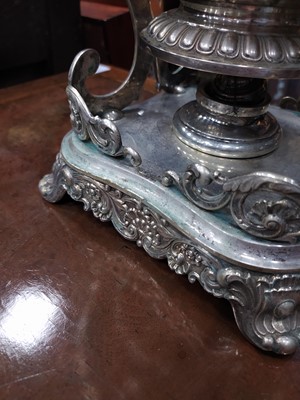 Lot 461 - A VICTORIAN SILVER PLATED SPIRIT KETTLE