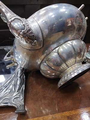 Lot 461 - A VICTORIAN SILVER PLATED SPIRIT KETTLE
