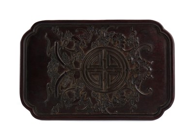 Lot 830 - A CHINESE ZITAN WOOD PLAQUE