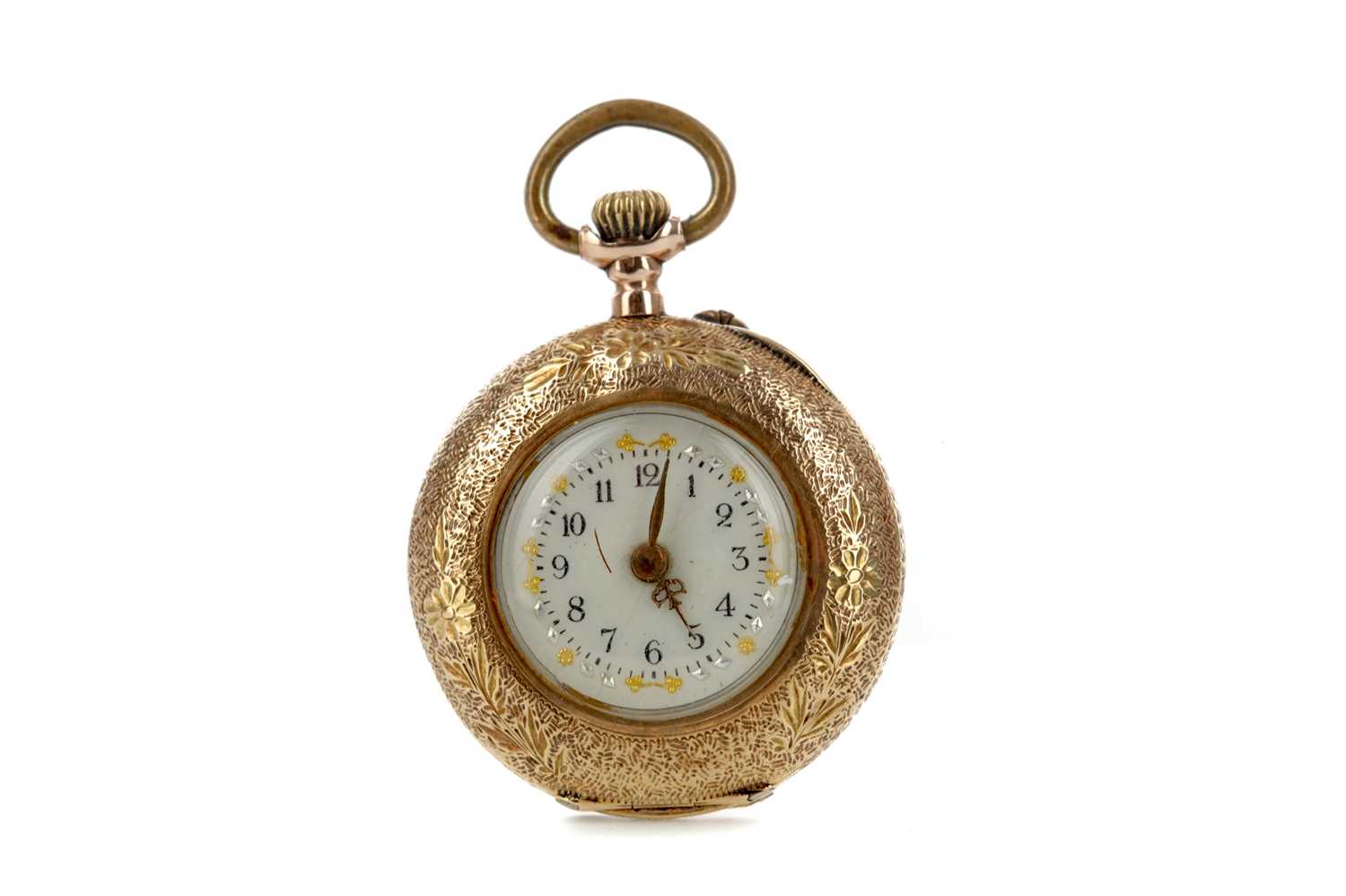 Lot 719 - A LADY'S FOURTEEN CARAT GOLD CASED FOB WATCH