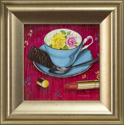 Lot 42 - FEMME FETALE, AN OIL BY MARIE LOUISE WRIGHTSON