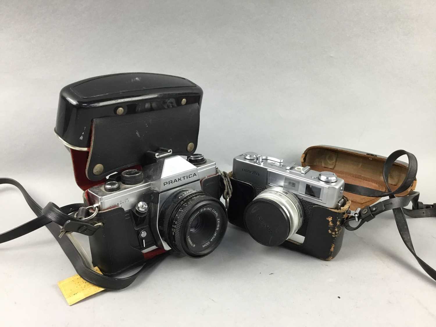 Lot 38 - A PENTAX CAMERA IN CASE, OTHER CAMERAS AND A BAROMETER