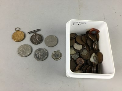 Lot 13 - A LOT OF COINS, TOKENS AND TWO WWI SERVICE MEDALS