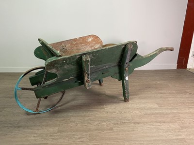 Lot 481 - A PAINTED WOOD WHEELBARROW