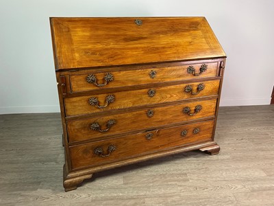 Lot 476 - A GEORGE III MAHOGANY WRITING BUREAU