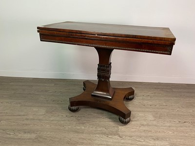 Lot 487 - A WILLIAM IV ROSEWOOD TURNOVER TEA TABLE