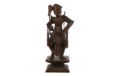 Lot 717 - A BALINESE CARVED WOOD FIGURE