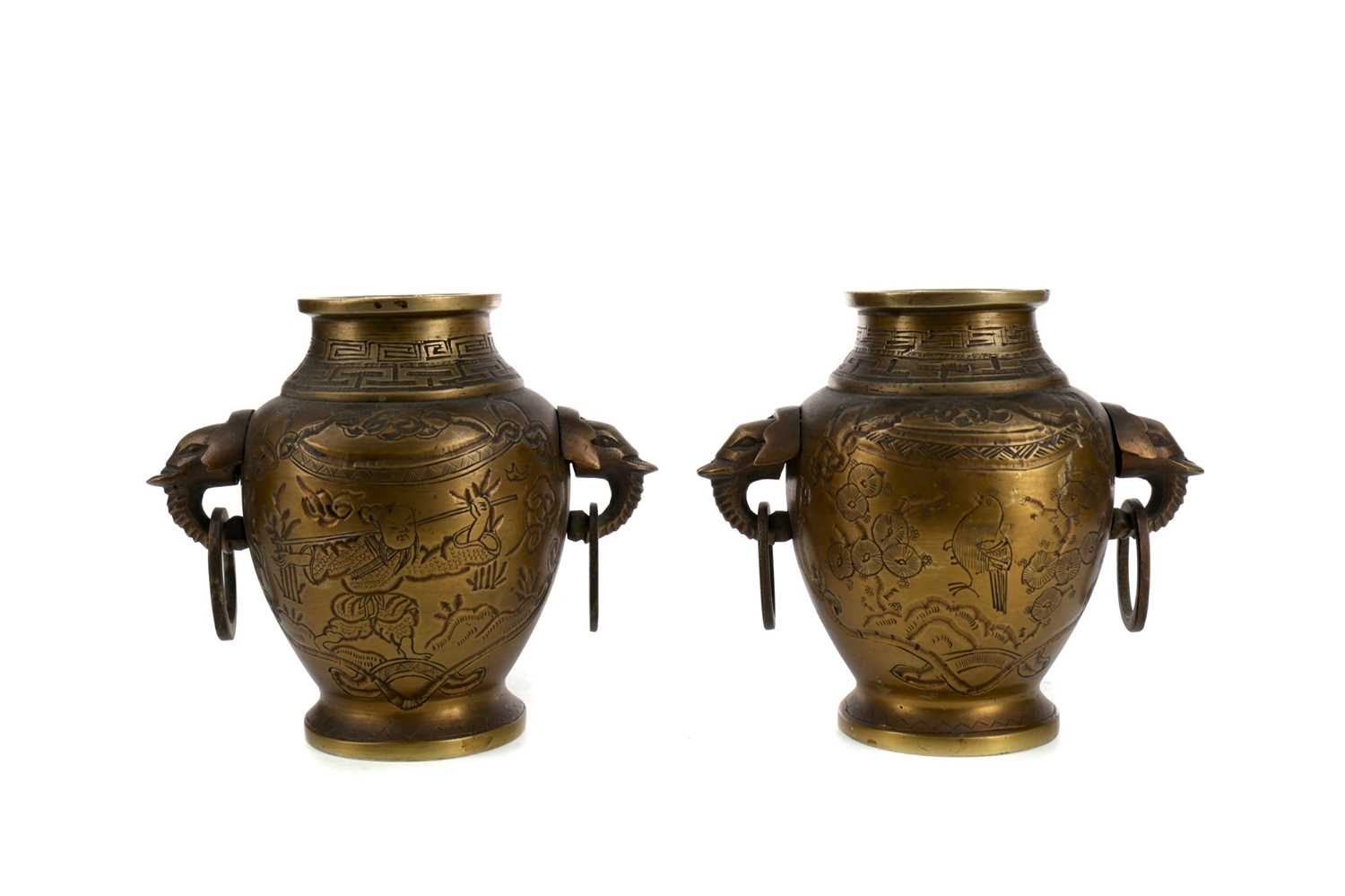 Lot 714 - A PAIR OF EARLY 20TH CENTURY CHINESE BRONZE VASES