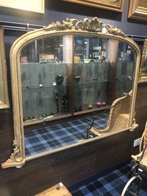 Lot 494 - A VICTORIAN GILT OVERMANTLE MIRROR