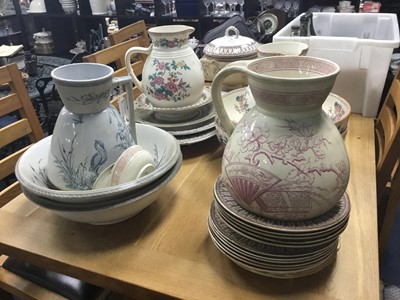 Lot 504 - A LOT OF VICTORIAN STONEWARE DINNER WARE, EWERS AND BASINS