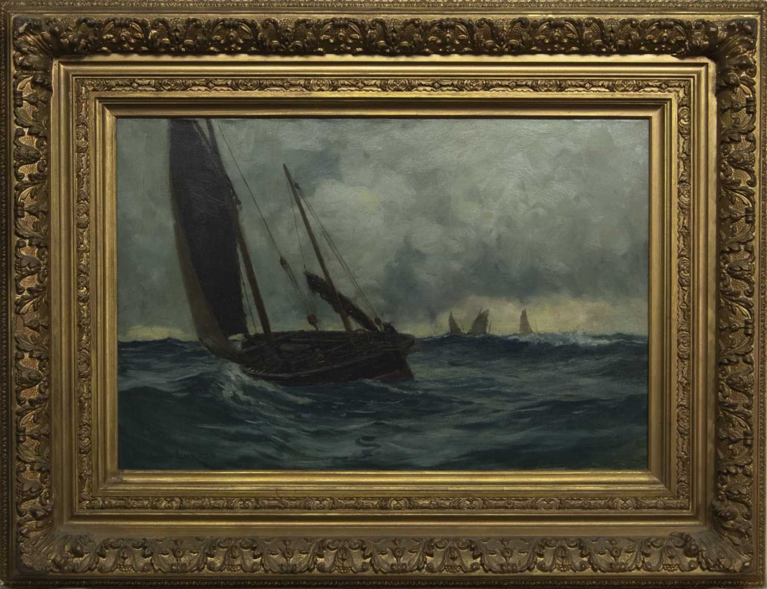 Lot 13 - WINTER AND ROUGH WEATHER, AN OIL BY ANDREW BLACK