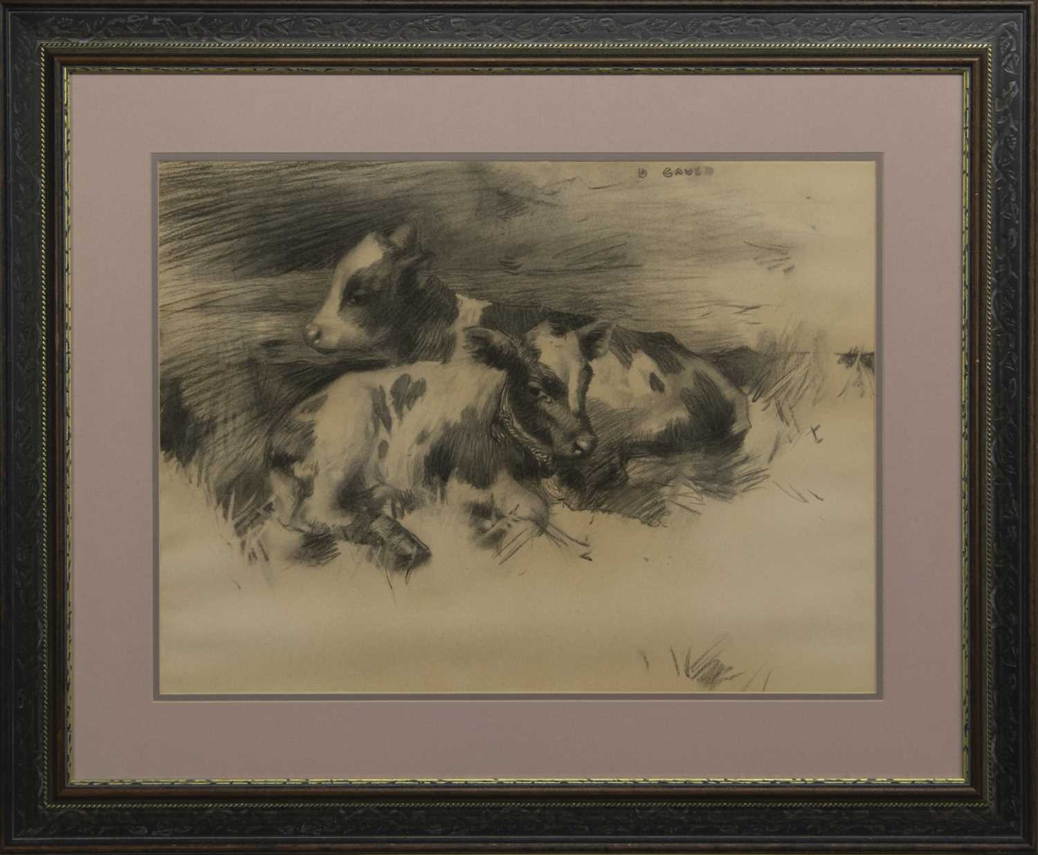 Lot 14 - TWO CALVES SKETCH, A PENCIL BY DAVID GAULD