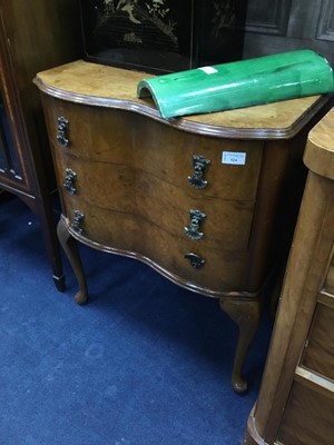 Lot 318 - A WALNUT THREE DRAWER CHEST