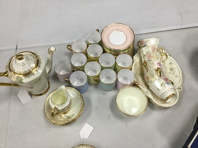 Lot 567 - A TUSCAN FLORAL DECORATED COFFEE SERVICE AND A TUSCAN COFFEE SERVICE