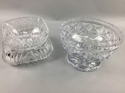 Lot 573 - A LOT OF TWO CRYSTAL STEMMED CIRCULAR BOWLS AND OTHER CRYSTAL