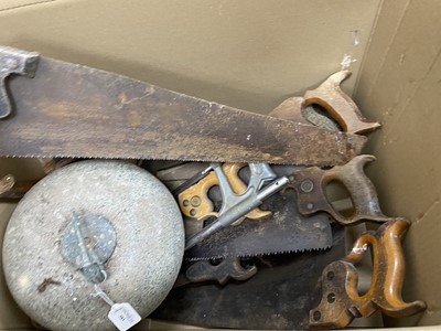 Lot 583 - A VICTORIAN GRANITE CURLING STONE AND VINTAGE TOOLS