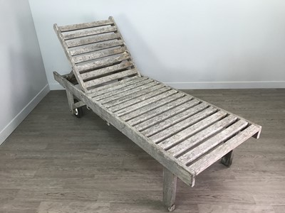 Lot 584 - A PAIR OF VINTAGE SLATTED GARDEN LOUNGERS