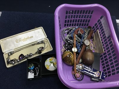 Lot 220A - A LOT OF COSTUME JEWELLERY, WATCHES AND COINS