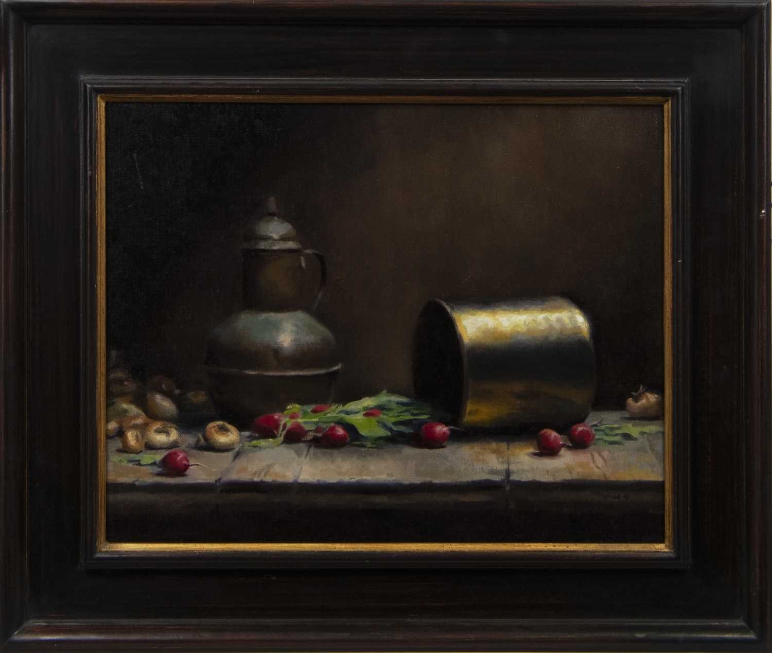 Lot 609 - STILL LIFE WITH RADISHES, AN OIL BY TMW
