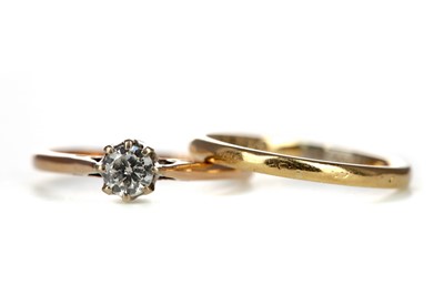 Lot 330 - A DIAMOND RING AND A WEDDING BAND
