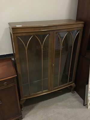 Lot 350A - A STAINED WOOD TWO DOOR DISPLAY CABINET
