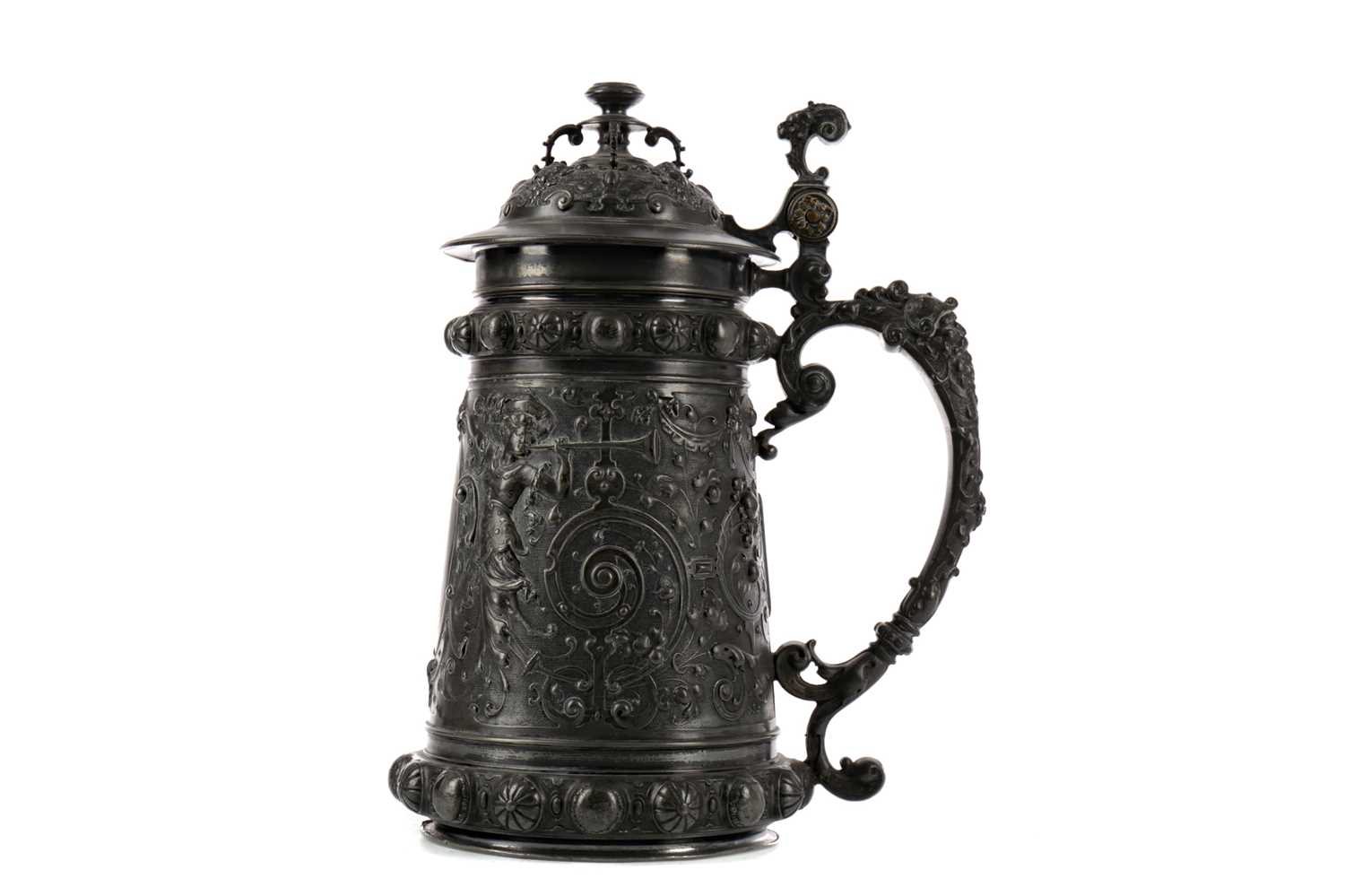 Lot 1752 - A LATE 19TH CENTURY WMF PEWTER TANKARD