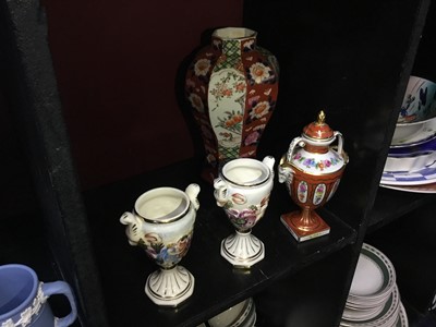 Lot 57 - A CROWN STAFFORDSHIRE MINIATURE TEA SET, ALONG WITH OTHER CERAMICS