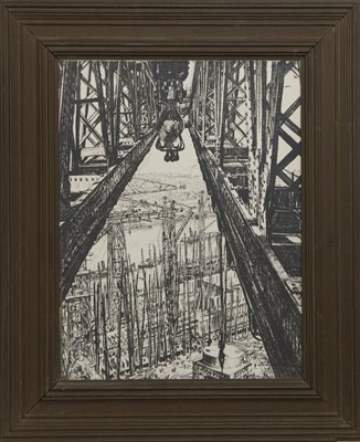 Lot 45 - A SHIP-YARD SEEN FROM A BIG CRANE, A LITHOGRAPH BY MUIRHEAD BONE