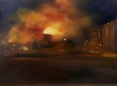 Lot 611 - ATMOSPHERIC LIGHTS, AN OIL BY LESLEY ANNE DERKS