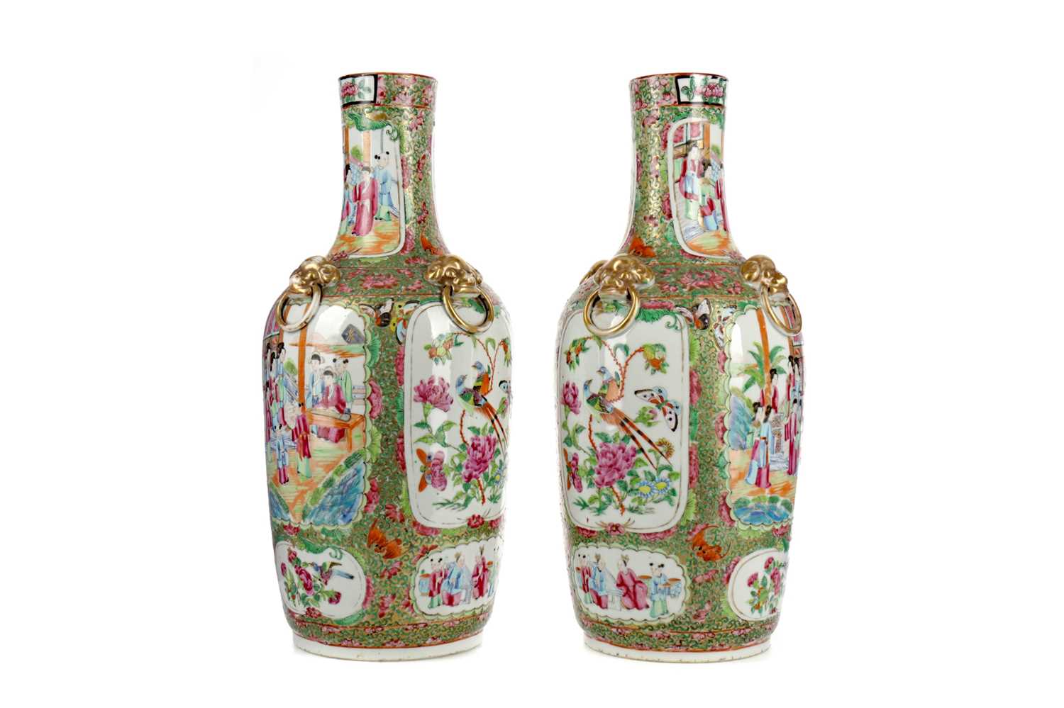 Lot 707 - A PAIR OF CHINESE FAMILLE ROSE VASES