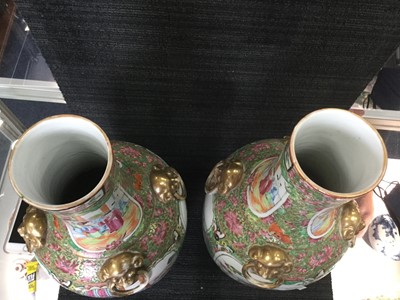 Lot 707 - A PAIR OF CHINESE FAMILLE ROSE VASES