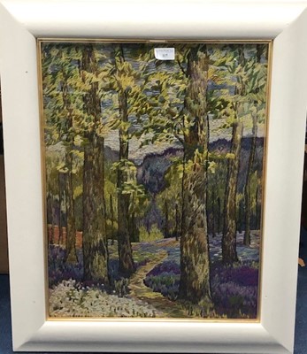 Lot 117 - AN EMBROIDERED FOREST SCENE