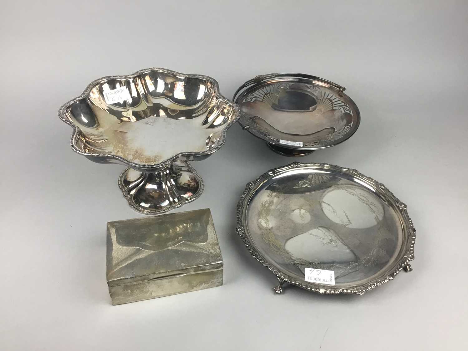 Lot 6 - A SILVER CIGARETTE CASKET AND PLATED WARE