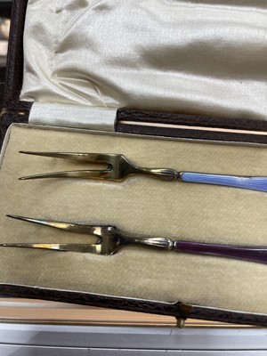 Lot 66 - A SET OF SIX ENAMELLED SILVER GILT TEA SPOONS AND ANOTHER