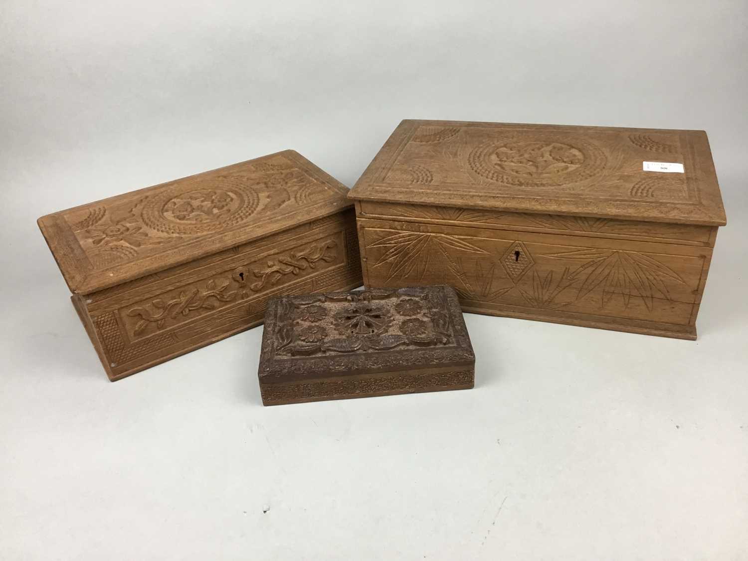 Lot 88 - A LOT OF THREE CARVED WOOD TRINKET BOXES