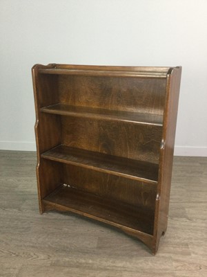 Lot 148 - A STAINED WOOD OPEN BOOKCASE