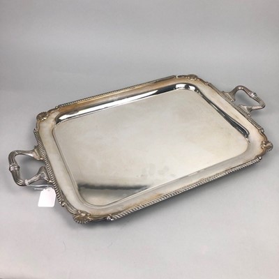 Lot 11 - A SILVER PLATED TEA TRAY
