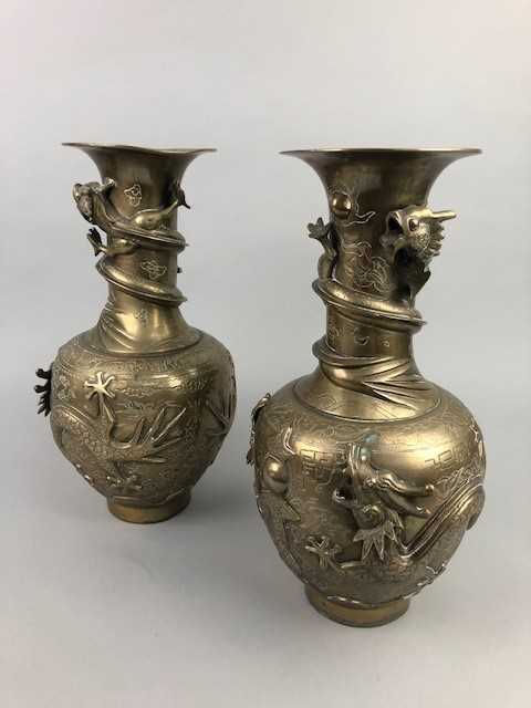 Lot 13 - A PAIR OF CHINESE BRONZE VASES