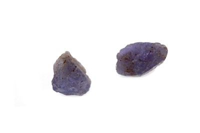 Lot 469 - **TWO CERTIFICATED UNMOUNTED ROUGH TANZANITES