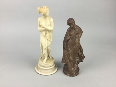 Lot 233 - A MARBLE-EFFECT CLASSICAL STYLE FIGURE AND ANOTHER FIGURE