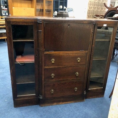Lot 185 - A STAINED WOOD DISPLAY CABINET