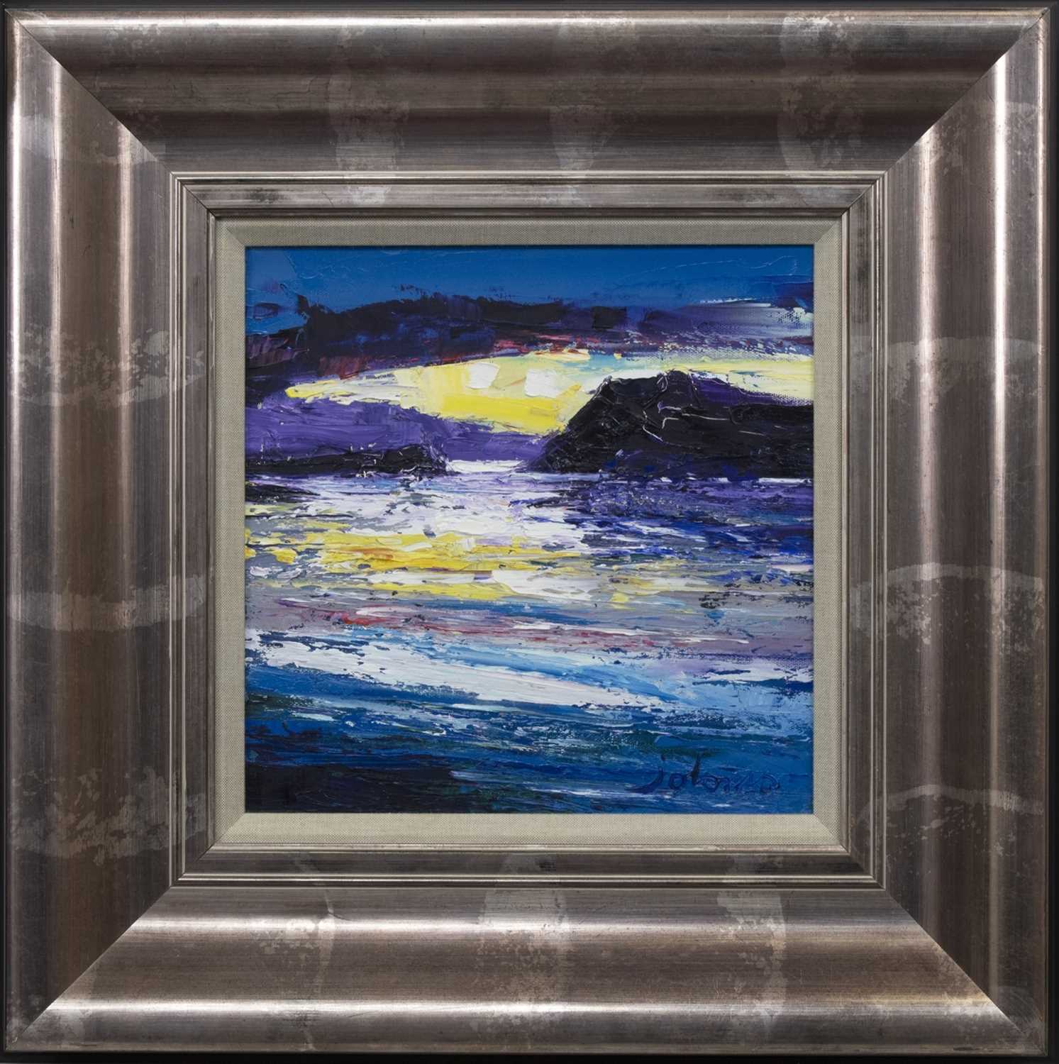 Lot 643 - WINTER EVENING TOBERMORY, MULL, AN OIL BY JOLOMO